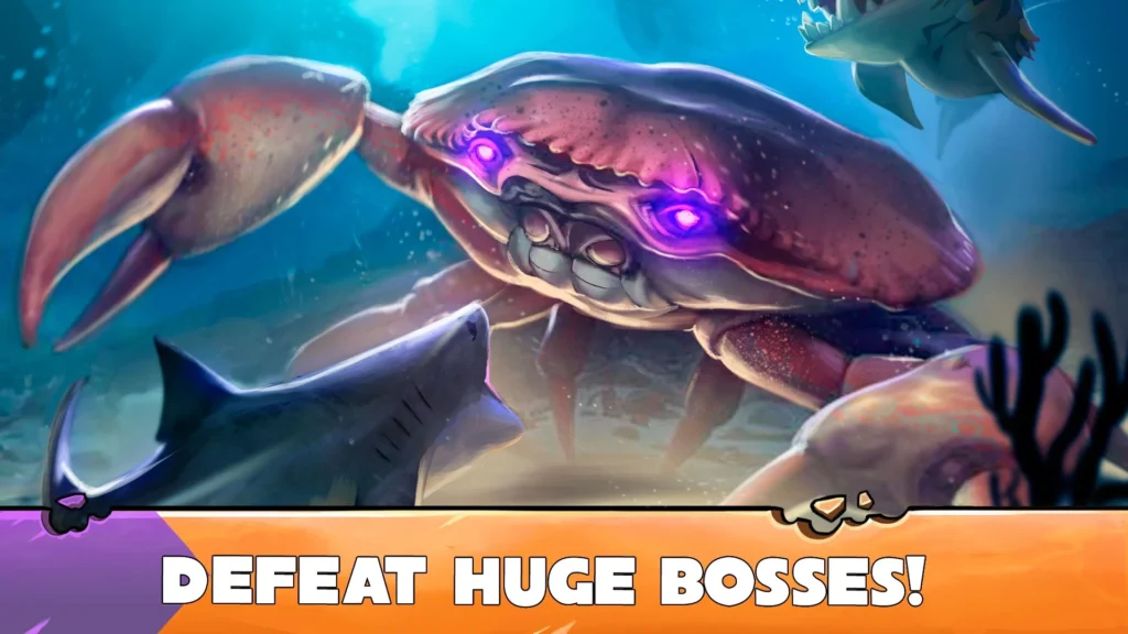 defeat the huge bosses in hungry shark